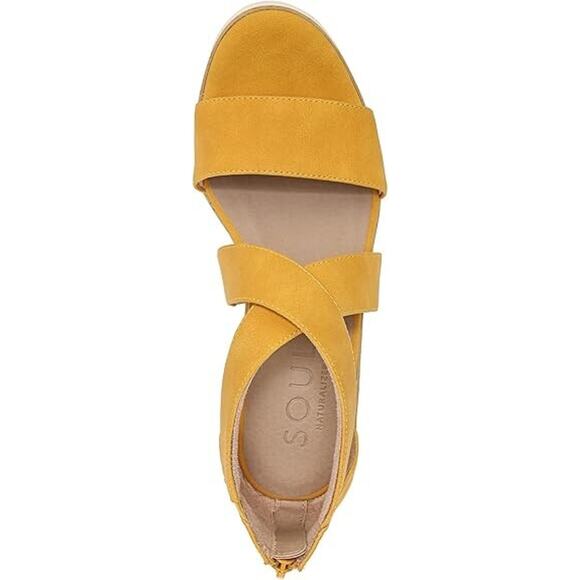 Soul Naturalizer Women's Goodtimes Ankle Strap Wedge Sandals, Yellow Size 9M - Picture 6 of 7
